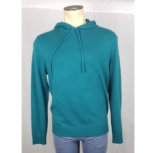 The Commons Men L Teal Green 100% Cashmere Sweater Hoodie Cozy Holiday Giftable